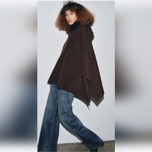ZARA BROWN FAUX FUR KNIT HOODIE CAPE ✨️✨️✨️
